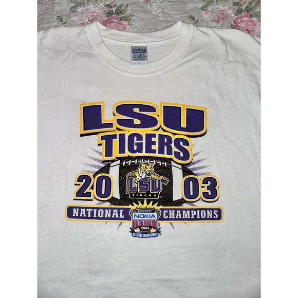 Vintage 2003 LSU Tigers National Champions T-shirt Size XXL 2X 2XL Nick Saban - Picture 2 of 9